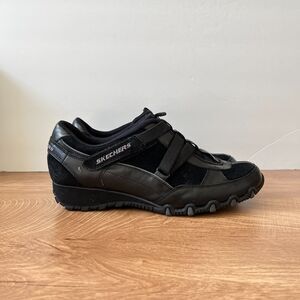 Skechers Bikers Wedge Levity Cycling Black Leather Shoes Women's Size US 9.5
